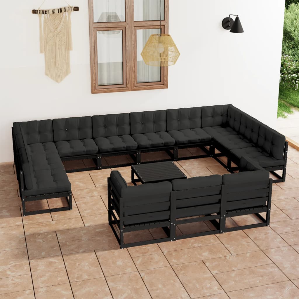 vidaXL 14 pcs conjunto lounge de jardim pinho maciço