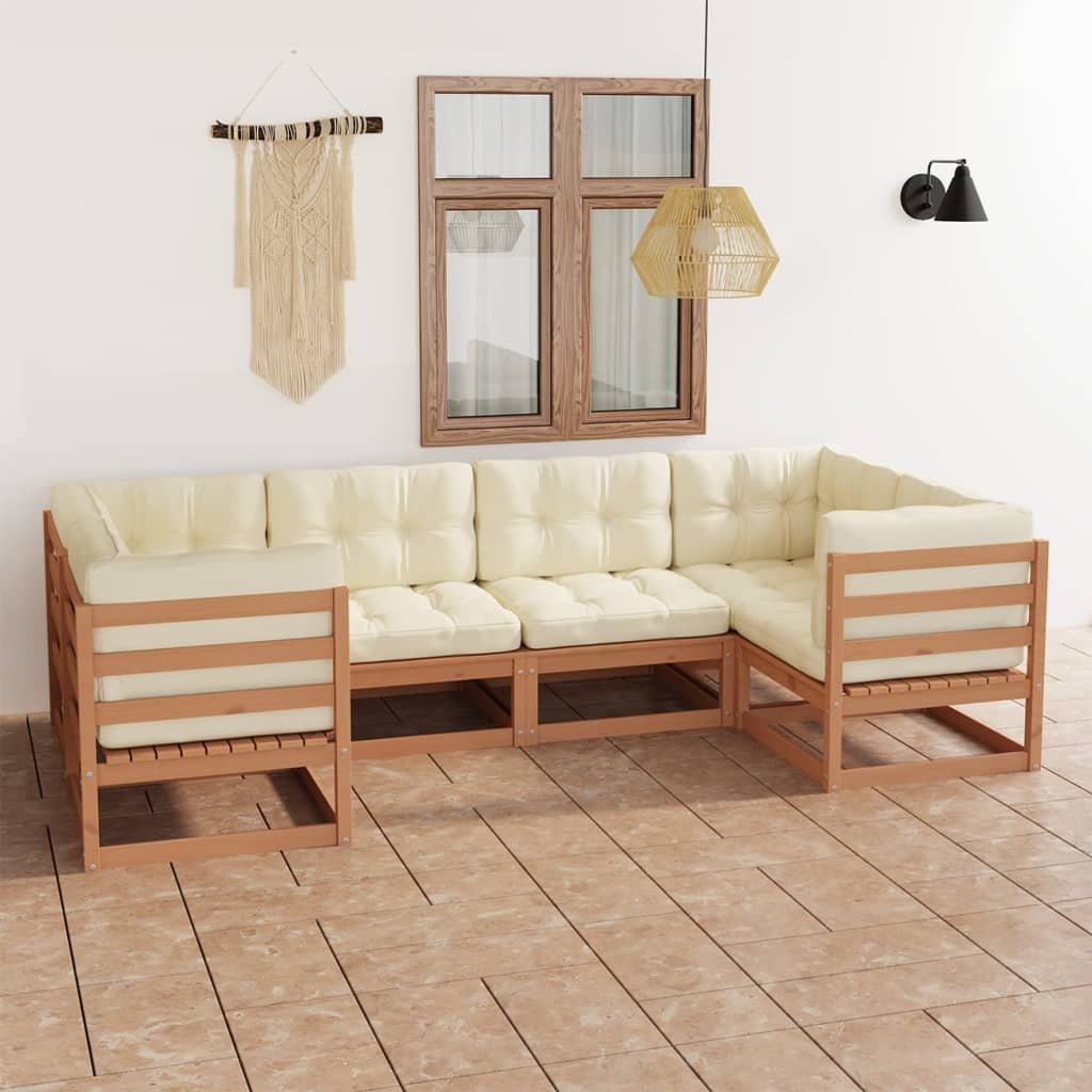 vidaXL 6 pcs conjunto lounge de jardim pinho maciço