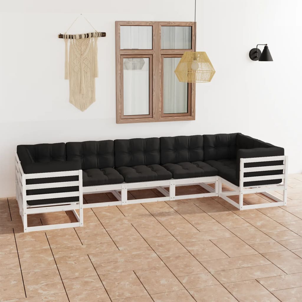 vidaXL 7 pcs conjunto lounge de jardim pinho maciço