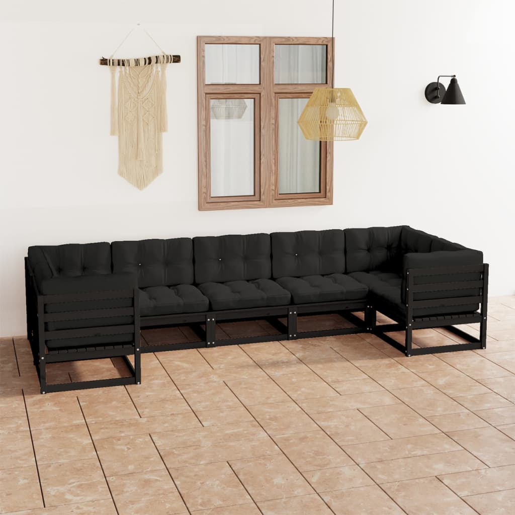 vidaXL 7 pcs conjunto lounge de jardim pinho maciço