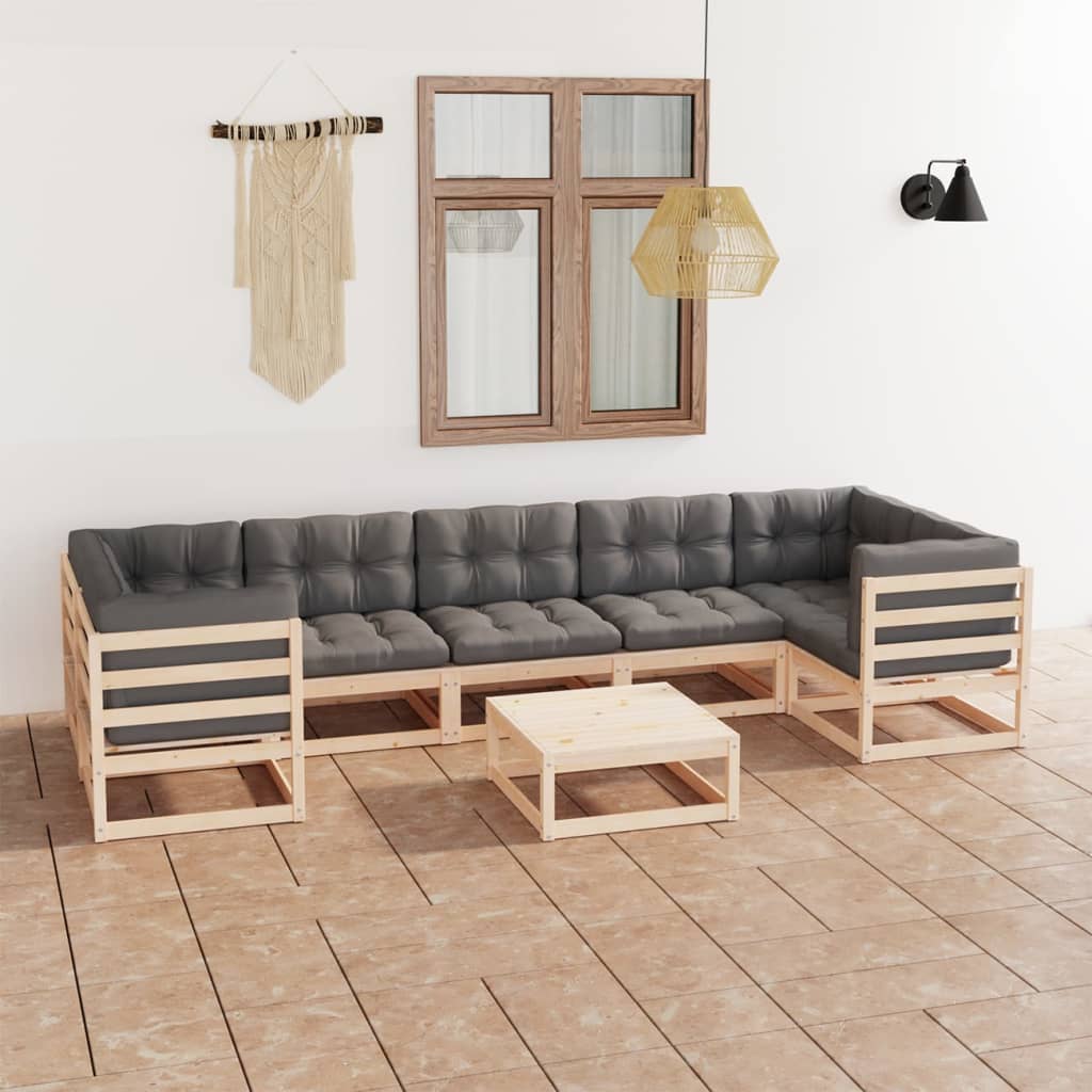vidaXL 8 pcs conjunto lounge de jardim pinho maciço