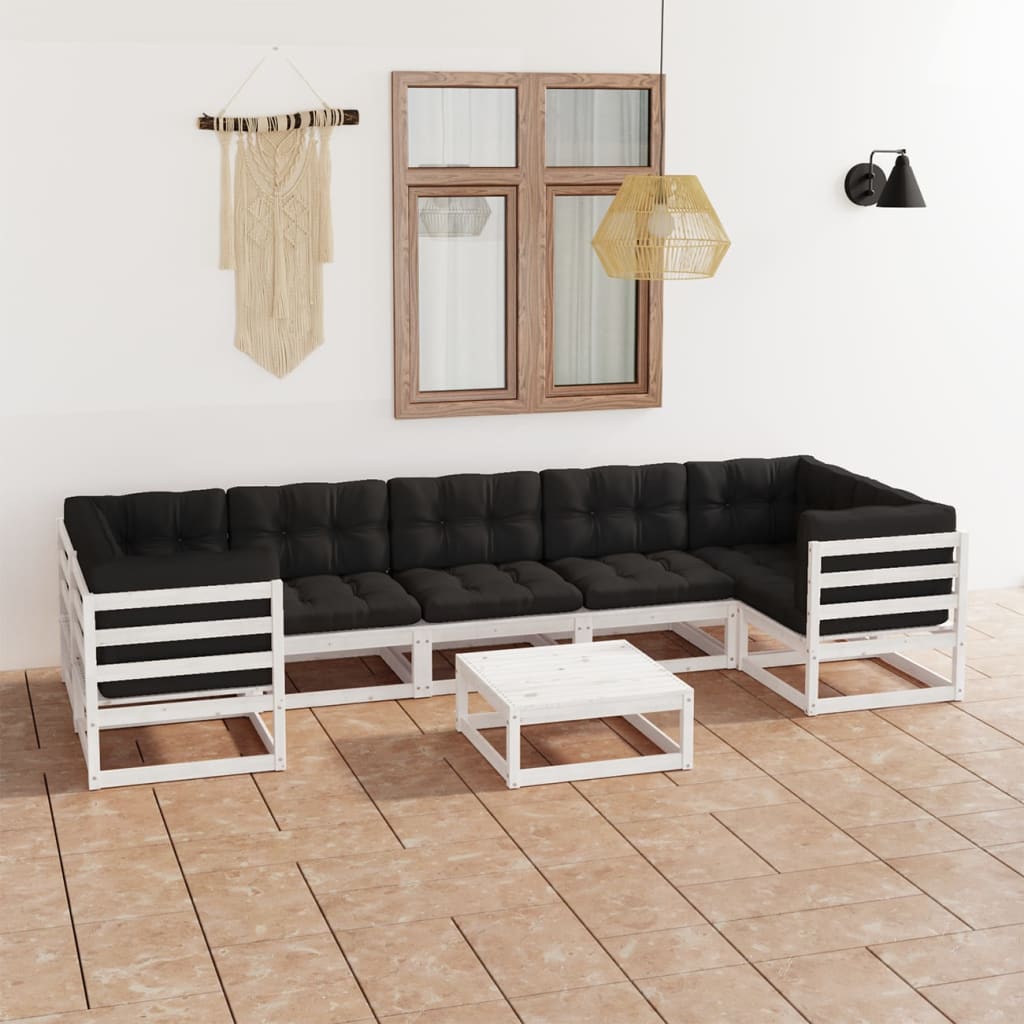 vidaXL 8 pcs conjunto lounge de jardim pinho maciço