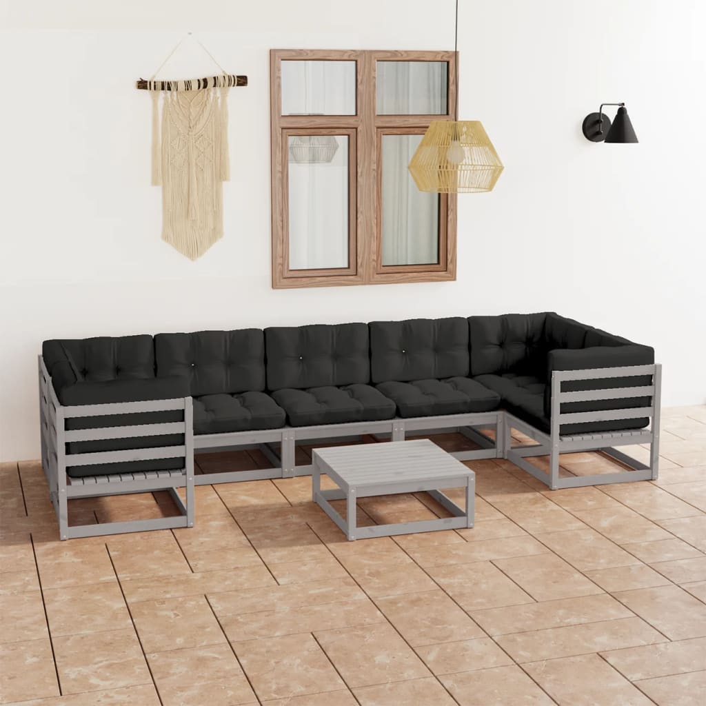 vidaXL 8 pcs conjunto lounge de jardim pinho maciço