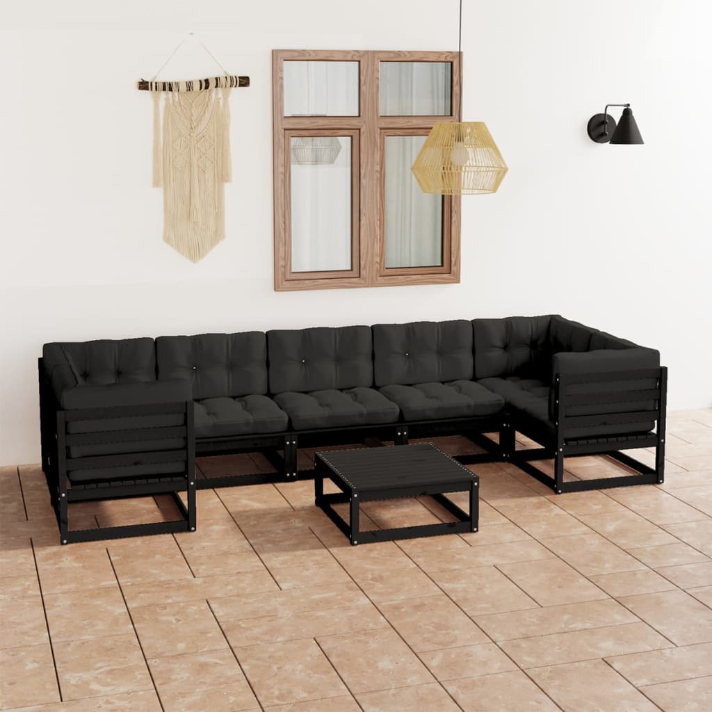 vidaXL 8 pcs conjunto lounge de jardim pinho maciço
