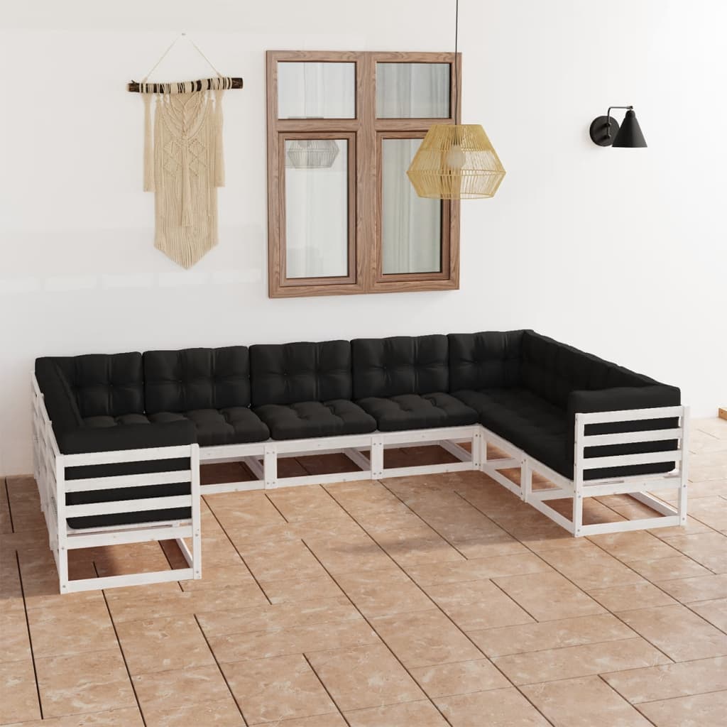 vidaXL 9 pcs conjunto lounge de jardim pinho maciço
