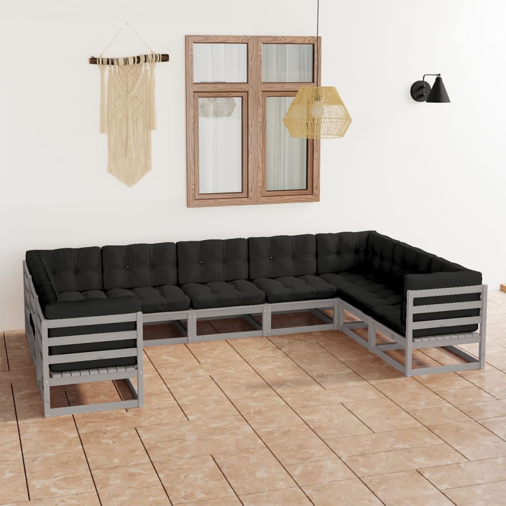vidaXL 9 pcs conjunto lounge de jardim pinho maciço