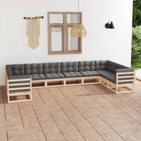 vidaXL 10 pcs conjunto lounge de jardim pinho maciço