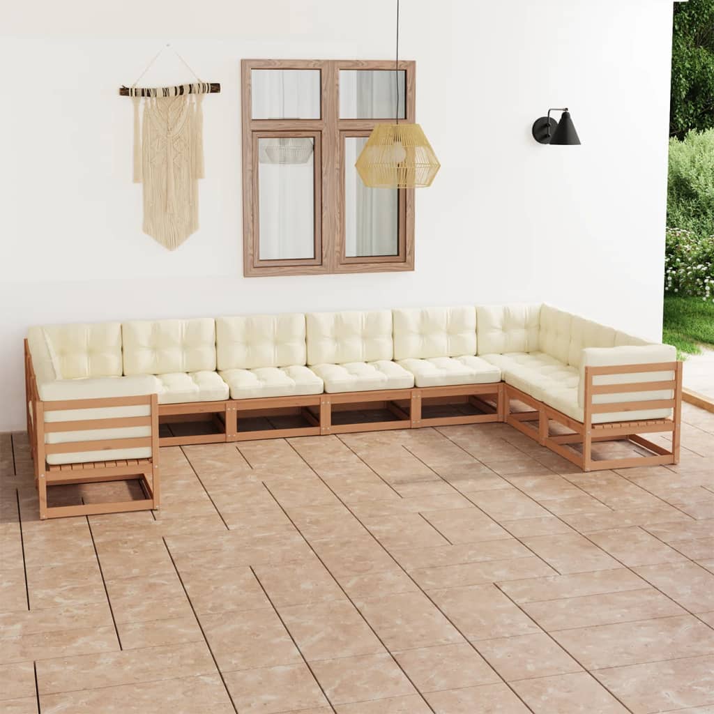 vidaXL 10 pcs conjunto lounge de jardim pinho maciço