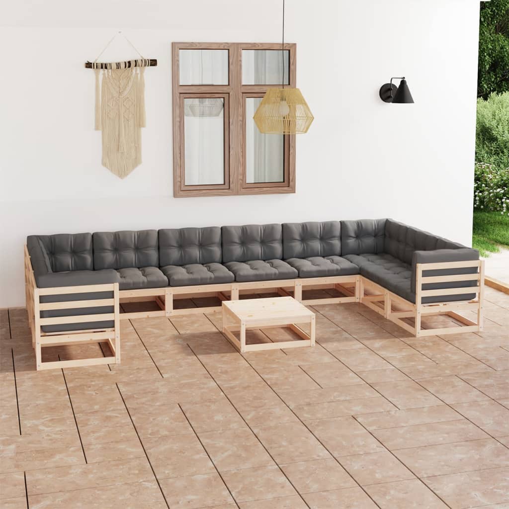 vidaXL 11 pcs conjunto lounge de jardim pinho maciço