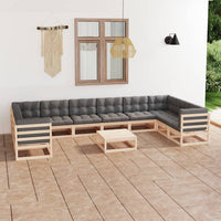 vidaXL 11 pcs conjunto lounge de jardim pinho maciço