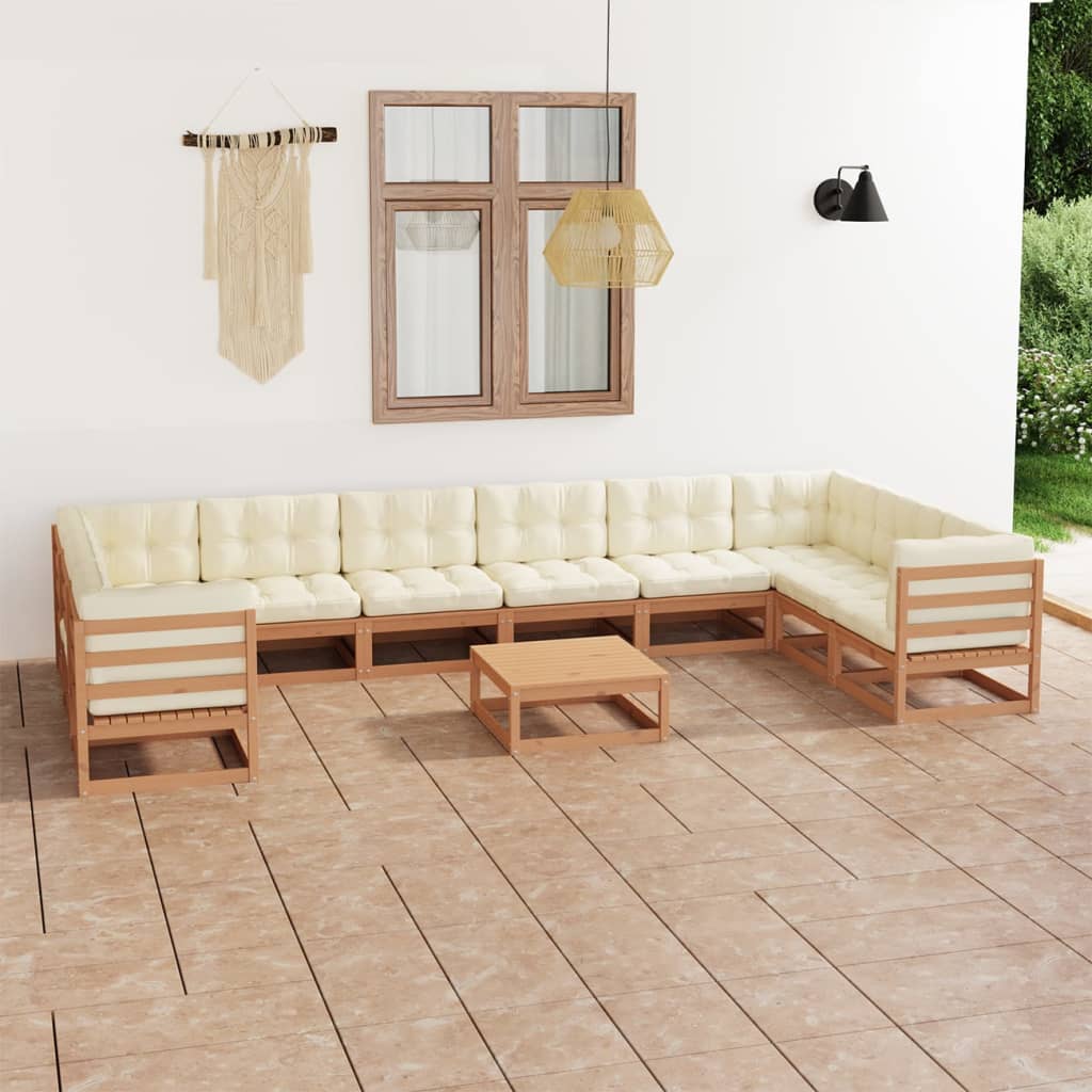 vidaXL 11 pcs conjunto lounge de jardim pinho maciço