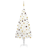 vidaXL Árvore Natal artificial pré-iluminada c/ bolas branco