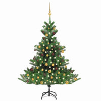 vidaXL Árvore Natal artificial LEDs/bolas 150cm abeto caucasiano verde