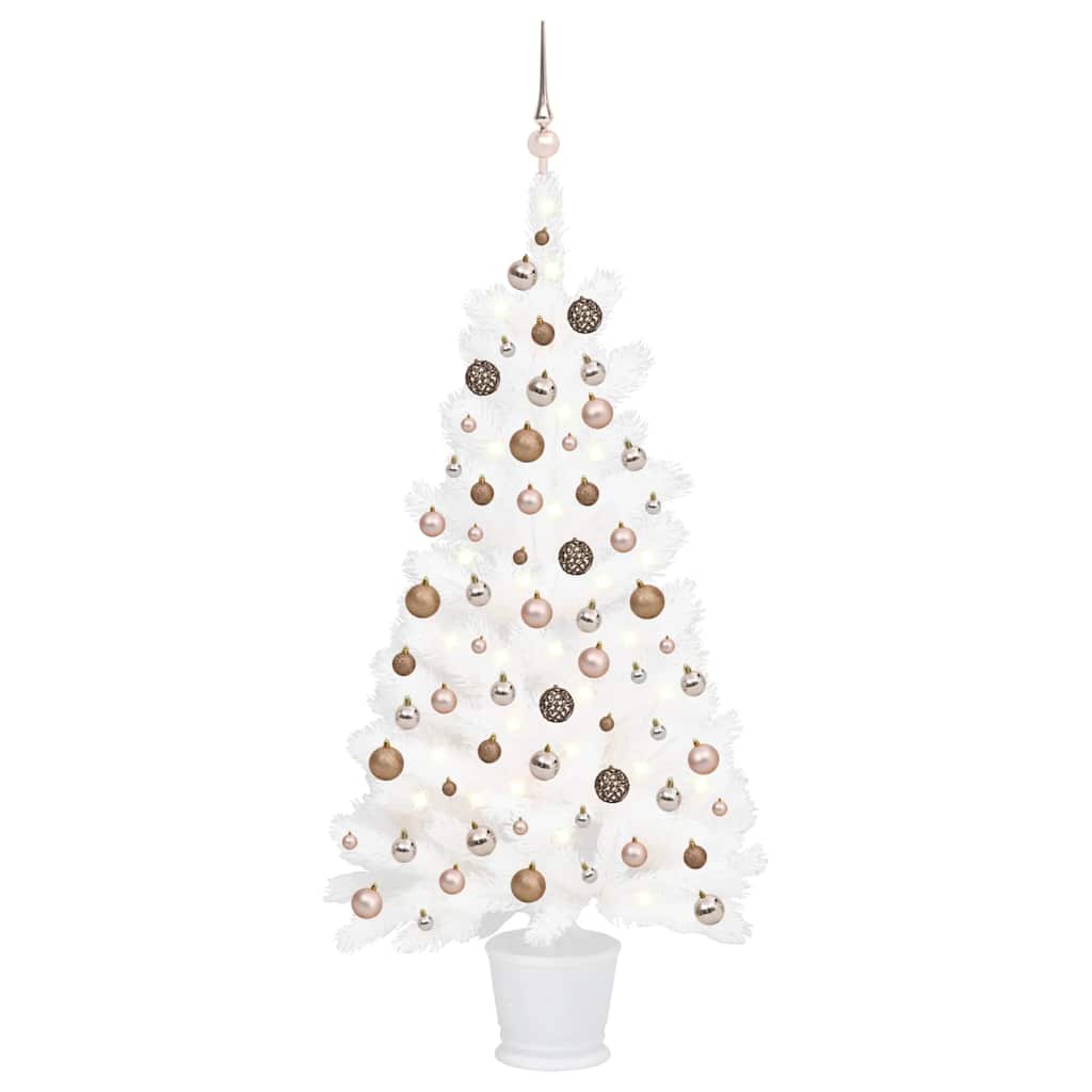 vidaXL Árvore Natal artificial pré-iluminada c/ bolas branco