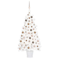 vidaXL Árvore Natal artificial pré-iluminada c/ bolas branco