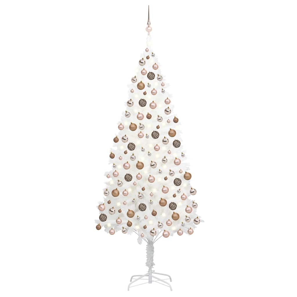 vidaXL Árvore Natal artificial pré-iluminada c/ bolas branco