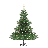 vidaXL Árvore Natal artificial LEDs/bolas 150cm abeto caucasiano verde
