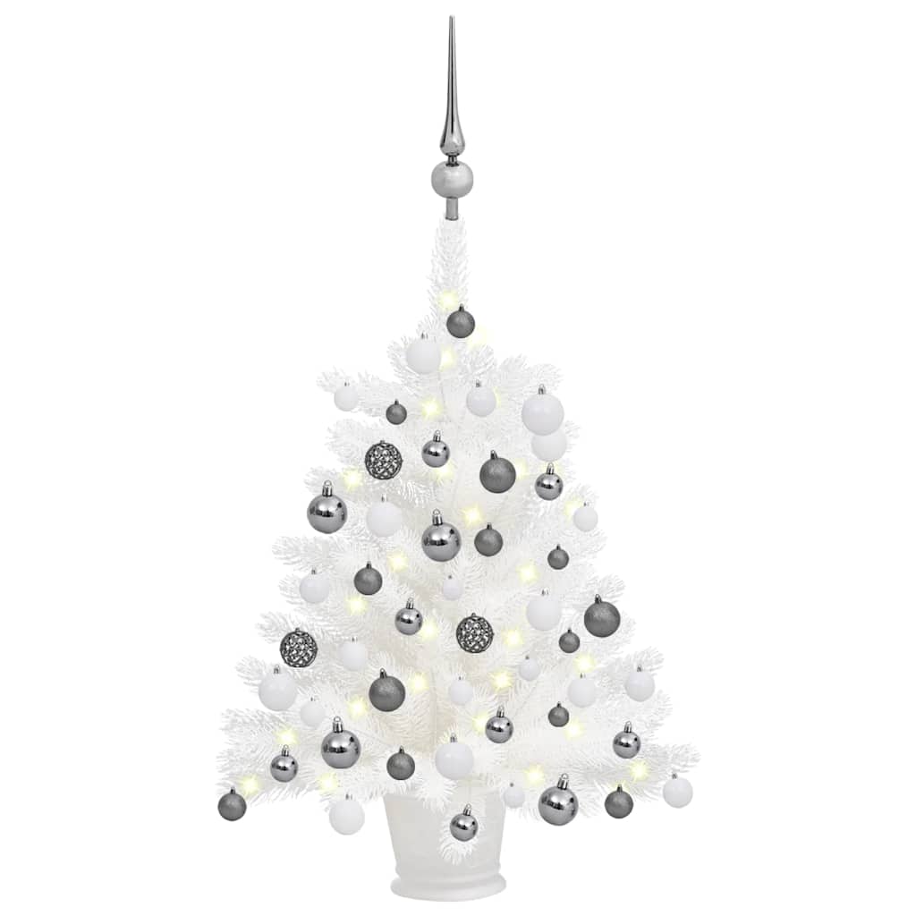 vidaXL Árvore Natal artificial pré-iluminada c/ bolas branco