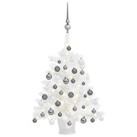 vidaXL Árvore Natal artificial pré-iluminada c/ bolas branco