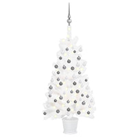 vidaXL Árvore Natal artificial pré-iluminada c/ bolas branco