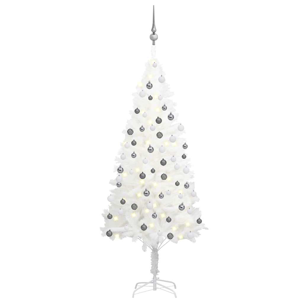 vidaXL Árvore Natal artificial pré-iluminada c/ bolas branco