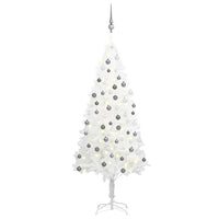 vidaXL Árvore Natal artificial pré-iluminada c/ bolas branco