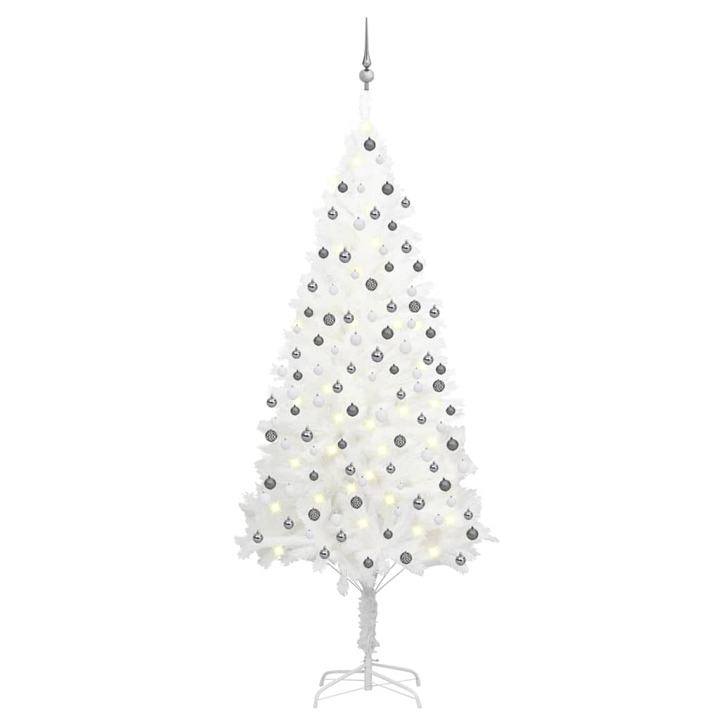 vidaXL Árvore Natal artificial pré-iluminada c/ bolas branco
