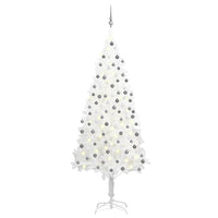 vidaXL Árvore Natal artificial pré-iluminada c/ bolas branco
