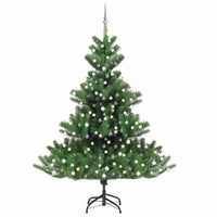 vidaXL Árvore Natal artificial LEDs/bolas 150cm abeto caucasiano verde