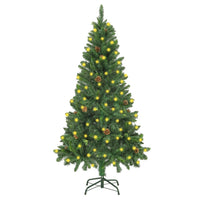vidaXL Árvore de Natal pré-iluminada com pinhas 180 cm verde