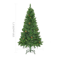 vidaXL Árvore de Natal pré-iluminada com pinhas 180 cm verde