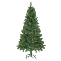 vidaXL Árvore de Natal pré-iluminada com pinhas 180 cm verde