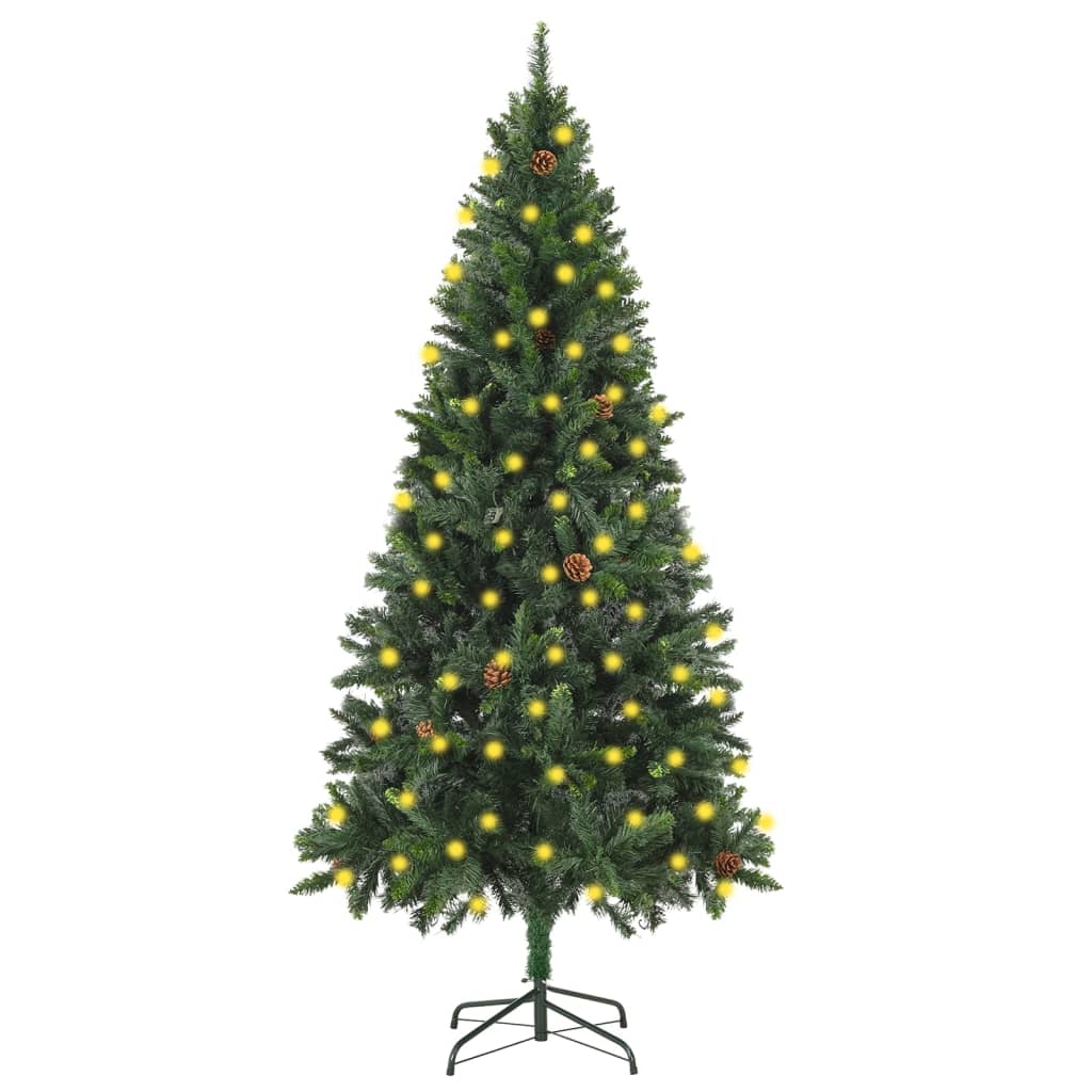 vidaXL Árvore de Natal pré-iluminada com pinhas 180 cm verde
