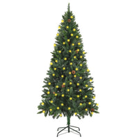 vidaXL Árvore de Natal pré-iluminada com pinhas 180 cm verde