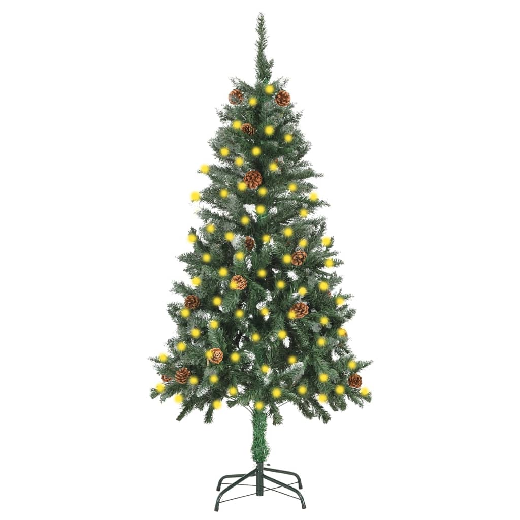 vidaXL Árvore de Natal pré-iluminada com pinhas 180 cm verde