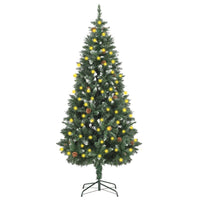 vidaXL Árvore de Natal pré-iluminada com pinhas 180 cm verde