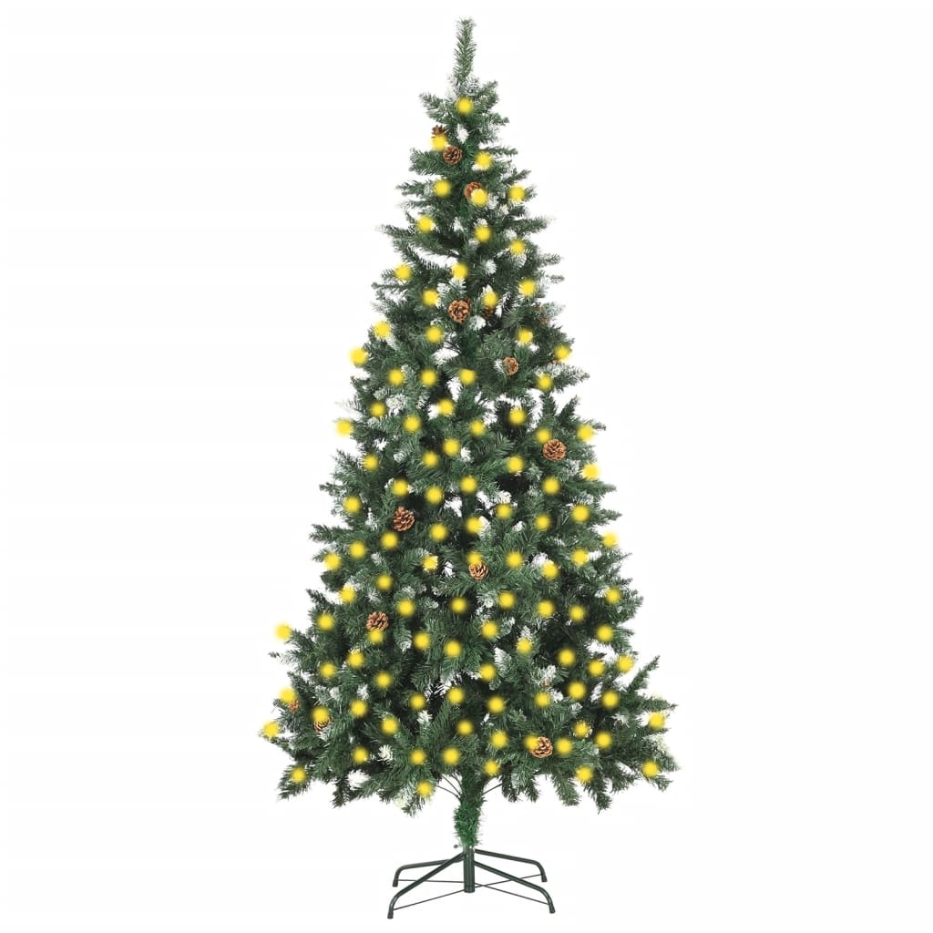 vidaXL Árvore de Natal pré-iluminada com pinhas 180 cm verde