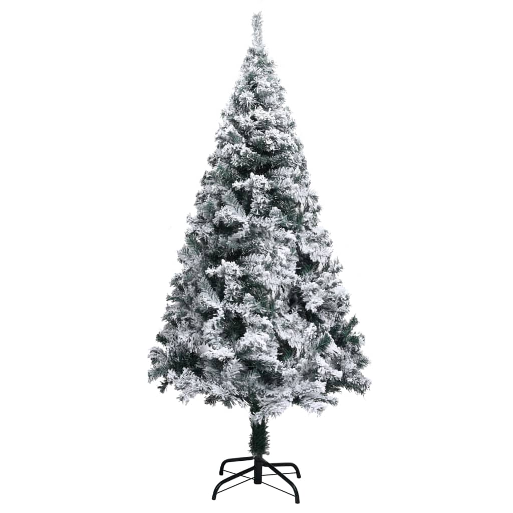 vidaXL Árvore Natal artificial pré-iluminada c/flocos neve 210cm verde