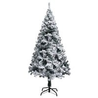 vidaXL Árvore Natal artificial pré-iluminada c/flocos neve 210cm verde
