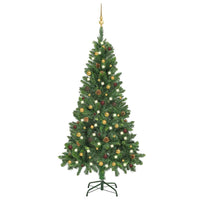 vidaXL Árvore Natal artificial pré-iluminada c/ bolas 180 cm verde