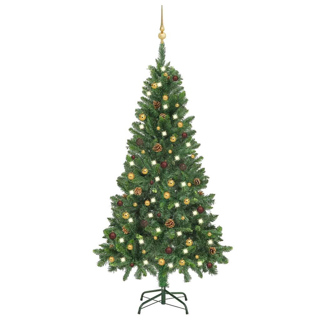 vidaXL Árvore Natal artificial pré-iluminada c/ bolas 180 cm verde