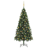 vidaXL Árvore Natal artificial pré-iluminada c/ bolas 180 cm verde