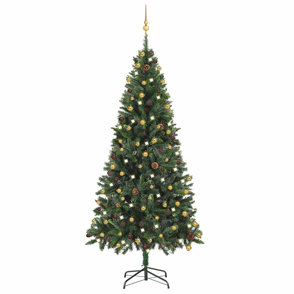 vidaXL Árvore Natal artificial pré-iluminada c/ bolas 180 cm verde