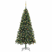 vidaXL Árvore Natal artificial pré-iluminada c/ bolas 180 cm verde