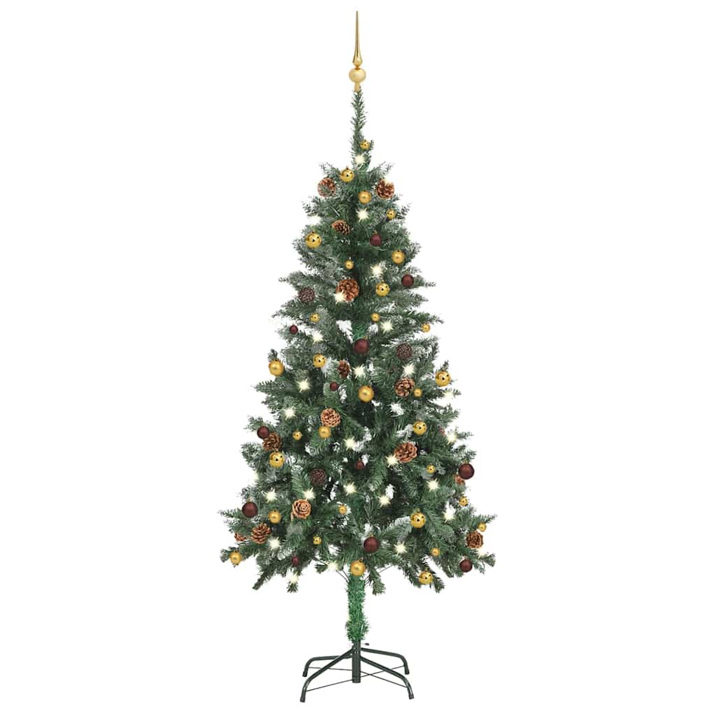 vidaXL Árvore Natal artificial pré-iluminada c/ bolas 180 cm verde