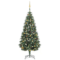 vidaXL Árvore Natal artificial pré-iluminada c/ bolas 180 cm verde