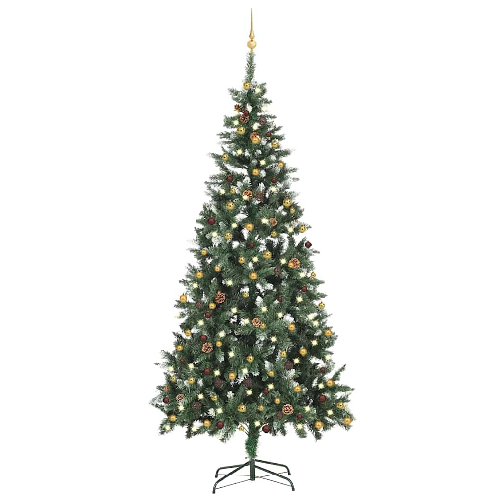 vidaXL Árvore Natal artificial pré-iluminada c/ bolas 180 cm verde