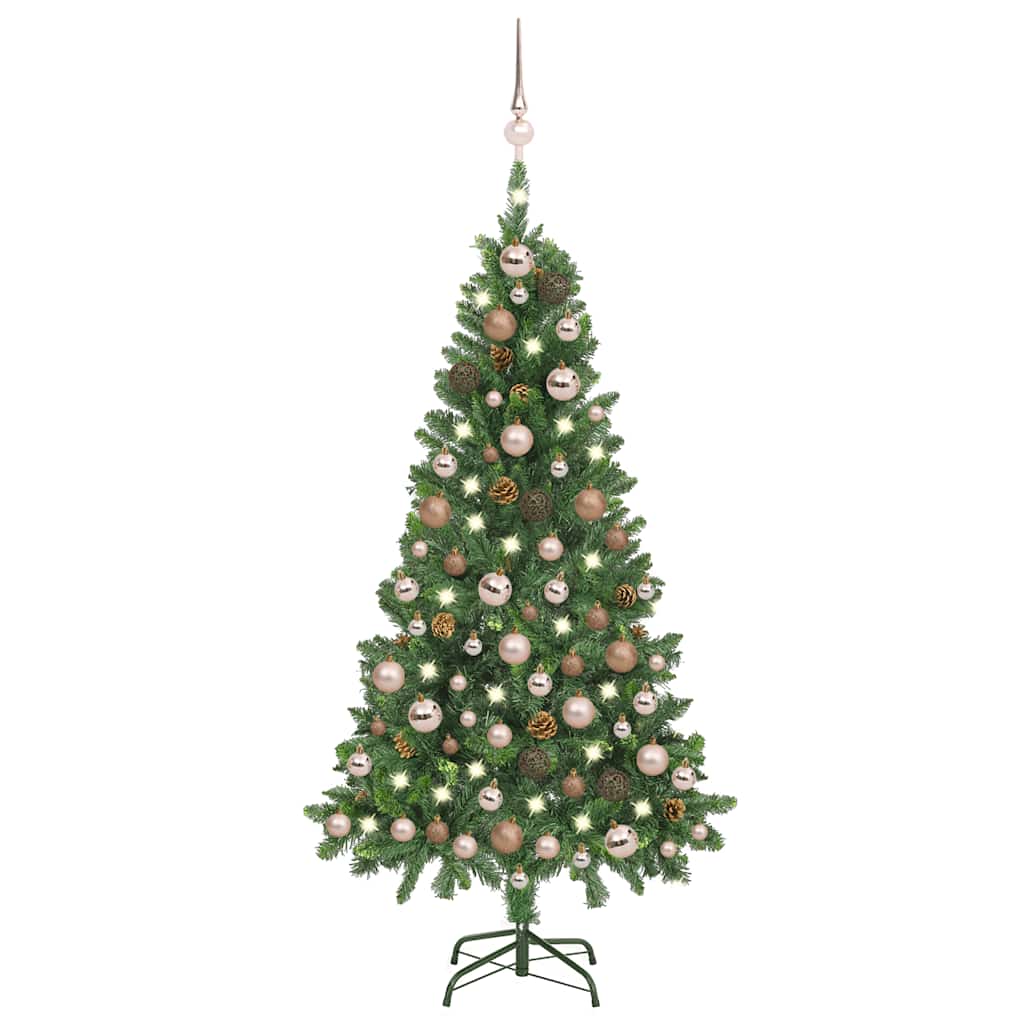 vidaXL Árvore Natal artificial pré-iluminada c/ bolas 180 cm verde