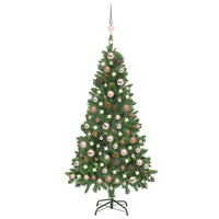 vidaXL Árvore Natal artificial pré-iluminada c/ bolas 180 cm verde