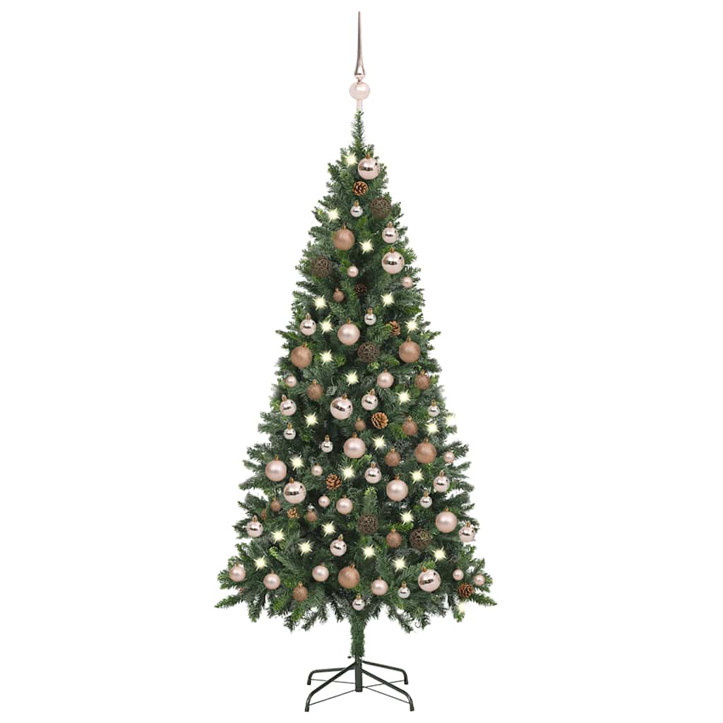 vidaXL Árvore Natal artificial pré-iluminada c/ bolas 180 cm verde